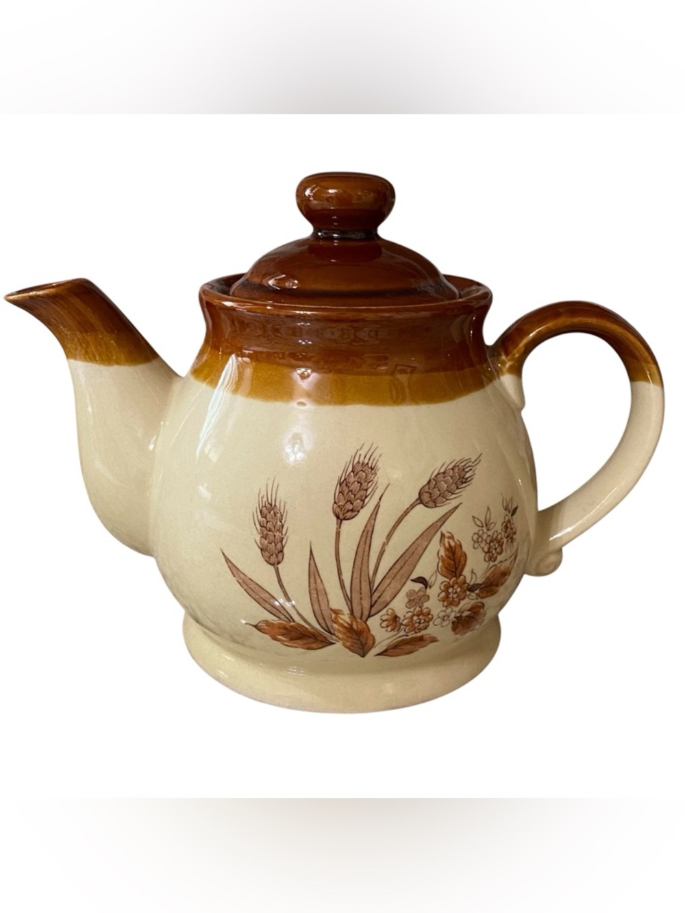 Vintage 1970s Harvest Country Wheat Ceramic Tea Pot